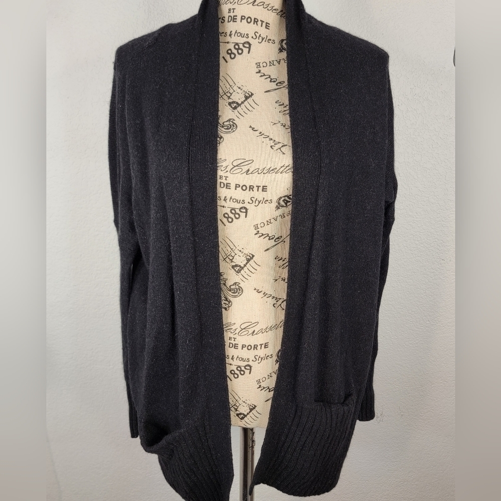 Aritzia Azure Skies Sz S Angora Cashmere Open Cardigan Pockets Black
